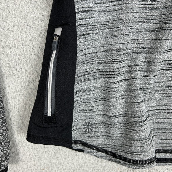 Athleta Pullover Womens Medium Gray Black Quarter Zip Stretch Running Thumbholes - Picture 4 of 11